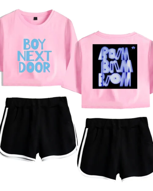 Boynextdoor Boom Boom Boom Tracksuit - Pink-Black