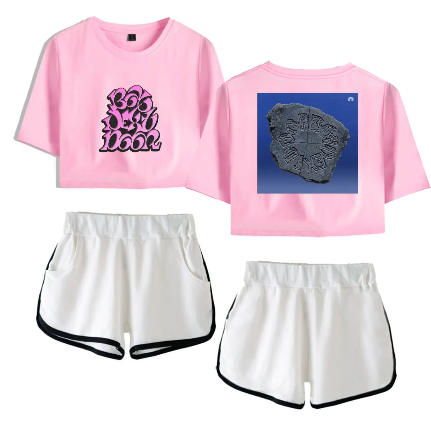 Boynextdoor Pink Bubble Logo Tracksuit - Pink-White