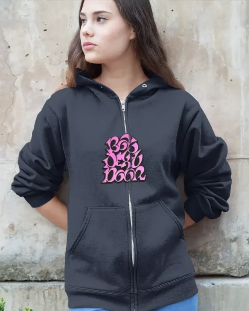 Boynextdoor Pink Bubble Logo Zip Hoodie