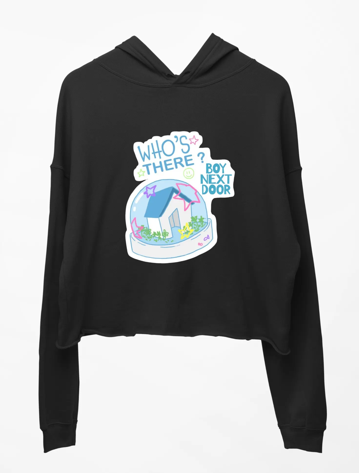 Boynextdoor Who's There? Cropped Hoodie - Black