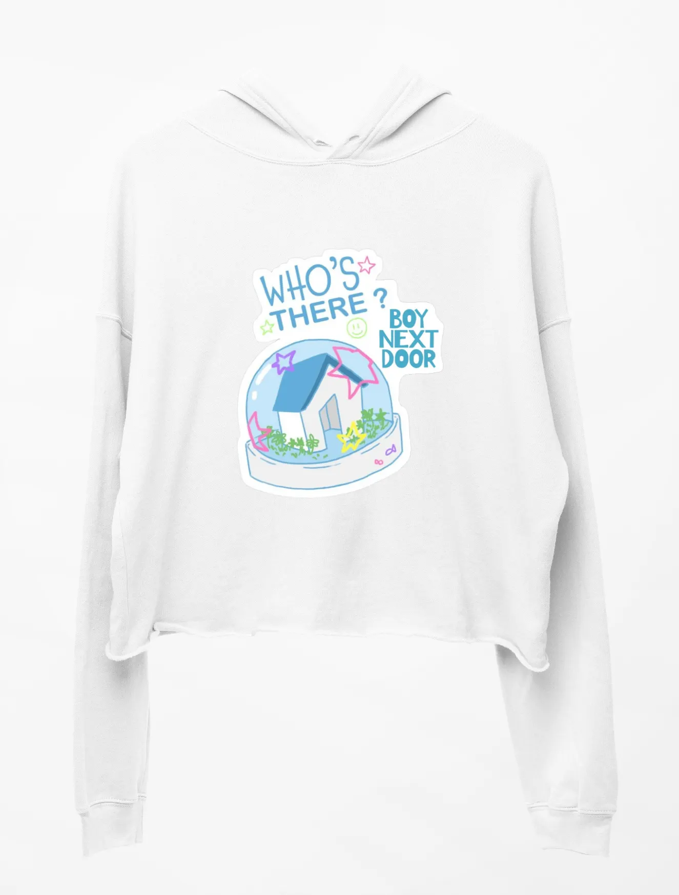 Boynextdoor Who's There? Cropped Hoodie - White